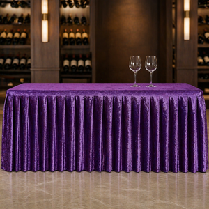 Luxury Velvet Tablecloth Fitted Pleated <b>Table</b> Skirt Heavy Duty Custom Size For Premium Hotel Wedding Banquet Supply - Product Image 1