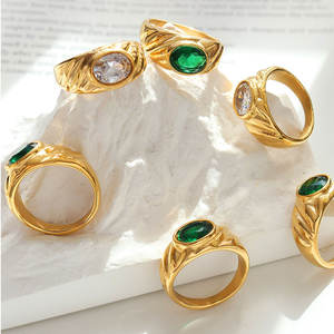 Anillos Resistentes al Deslustre e Impermeables de Buena Calidad, Anillo de Acero Inoxidable 316L Chapado en Oro PVD de 14k y 18k con Zirconia, Anillo de Compromiso para Mujer - Product Image 6