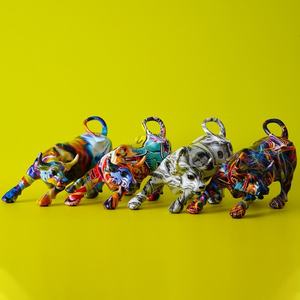 Adorno de <span class=keywords><strong>Toro</strong></span> de Wall Street Colorido con Impresión por Transferencia de Agua, de Resina Artesanal, Estilo Europeo, para Decoración del Hogar y Sala de Estar, Transfronterizo y Creativo - Product Image 3