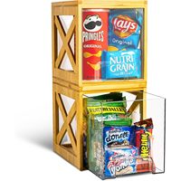 Lot de 2 tiroirs de rangement réutilisables en bambou, écologiques, empilables pour biscuits et dosettes de café, organisateur de cuisine et de garde-manger