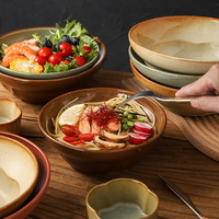 Bol en céramique japonais de haute qualité, émaillé au four, en argile grossière, pour nouilles, légumes, fruits et soupes, pour la maison et la cuisine