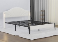 Lit plateforme de rangement moderne King Size Willsoon avec tête de lit LED en forme d'éventail Cadre de lit rembourré réglable avec lattes métalliques