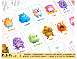 Tarjetas de Memoria Flash Personalizadas de 32 Piezas para Niños, Tarjetas de Aprendizaje Socioemocional en Alemán, Inglés y Francés para Niños en Edad Preescolar, Tarjetas de Sentimientos - Product Image 3