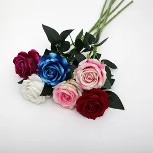 Artificial Flower Rose Manufacturers Bulk Wholesale High Quality Red Plastic Latex Decorative Flowers Fleur Artificielle