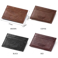 Dompet Kartu Kredit Kulit Anti-Maling RFID Blocking Ultra Tipis Sederhana untuk Pria, Grosir dan Dapat Dikustomisasi