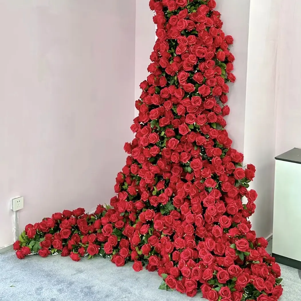 Bunga mawar buatan realistis, dekorasi pesta buket bunga mawar sutra tangkai tunggal untuk dekorasi pernikahan rumah Tengah Hotel kantor