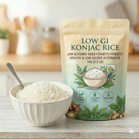 Beras Konjac Shirataki Kering GI Rendah Label Pribadi Khusus untuk Mengontrol Gula dan Menjaga Diet