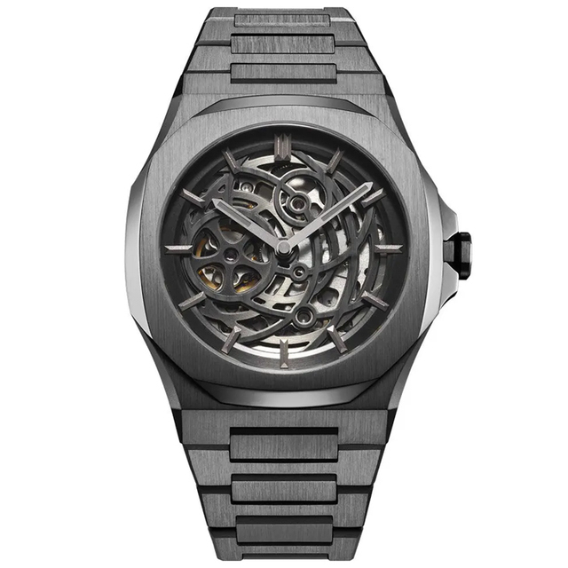 All Black Sapphire Crystal Mechanical Watched Luxury Japanese Nh70 Automatic Skeleton Wrist Watch Manufacture for Men