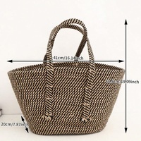 Sac fourre-tout rectangulaire moderne en corde de coton pour femme, tissé au crochet, écologique, multifonctionnel, pour la plage et le rangement