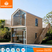 İki Katlı Hazır Modüler Prefabrik Tiny House Taşınabilir Prefabrik Ev (Airbnb Tatil Köyleri Projeleri için, Banyo ve Mutfaklı)