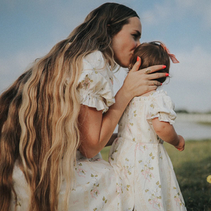 Estate manica a sbuffo increspatura fiore mamma e io abiti abiti abbinati alla famiglia mamma e io abiti coordinati - Product Image 4