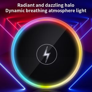 Produits les plus vendus 2025 <span class=keywords><strong>Chargeur</strong></span> 15W sans fil <span class=keywords><strong>pour</strong></span> voiture Support de charge sans fil magnétique puissant avec logo de lumière RVB respirante - Product Image 4