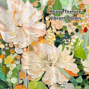 Hecho a mano acrílico colorido Floral minimalista texturizado 3D pared arte abstracto flores pinturas para dormitorio - Product Image 3