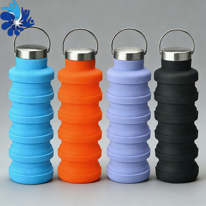 Bouteille d'eau pliable en silicone 500 ml, légère, portable, pour le cyclisme en plein air, voyage, tasse à boire multicolores - Product Image 2