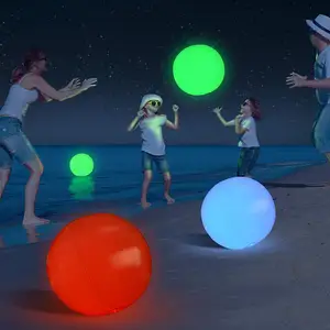 Большой Плавающий и надувной светодиодный светящийся в темноте пляжный мяч, игрушка с меняющим цвет светом, отлично подходит для летних вечеринок, бассейна, пляжа