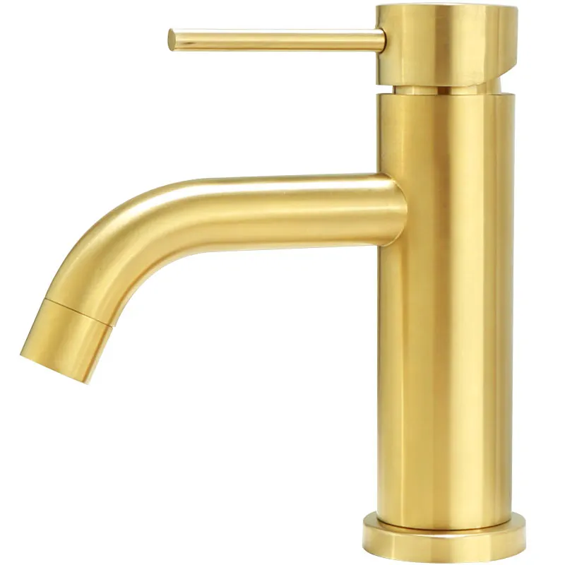 Luxury Round Hand Vanity Vessel Sink Counter Top Faucet Basin Mixer AU WaterMark WELS Brushed Golden Faucet In Bathroom