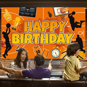 LINDOJUNI Toile de fond pour fête d'anniversaire sur le thème du basketball, fournitures pour fête sportive - Product Image 4