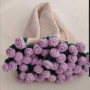 2025 INS Hot Style Cotton New Design Crochet Flower Red Rose Bouquet <b>Blanket</b> - Product Image 2