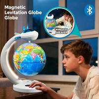 ITTL Globo Terráqueo Magnético Levitante con Altavoz, Mapa del Mundo Flotante con Rotación de 360°, Lámpara Altavoz Inalámbrica, Juguetes para Niños