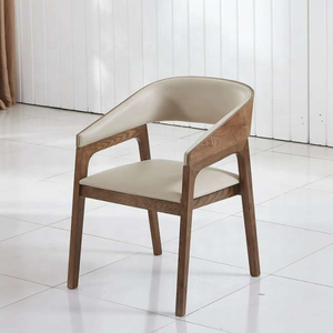 New Style Solid Wood Dining <strong>Chair</strong> <strong>Oak</strong>/ash Modern Upholstered Arm <strong>Chair</strong> Hotel <strong>Chair</strong> for Restaurant Wood <strong>Leather</strong>