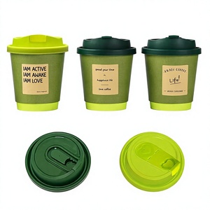 330 ML Kraft Paper <b>Disposable</b> Hot Drink <b>Cup</b> Green Reusable Coffee <b>Cups</b> with Lid Single Wall Spend Your Time in Happiness Life - Product Image 4