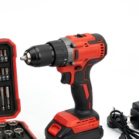 Perceuse à percussion sans balais 21V, couple de 55 Nm, kit 24 pièces, garantie 1 an, rouge et noir