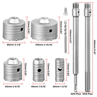 Kit de 5 scies cloches à béton 4-en-1 avec tiges SDS Plus ou SDS Max, pour percer le ciment et ouvrir les trous dans les murs