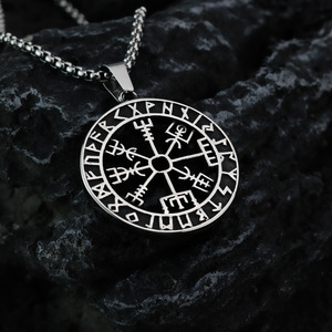 Yunnique Stainless Steel Men's Pendant Necklace with Viking Runes Asymmetrical Geometric Design for Gift Clothing Matching - Product Image 3