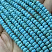 Perles de pierre naturelle Rondelle lisse bleu turquoise 4X6mm pour la fabrication de bijoux environ: 380mm/str