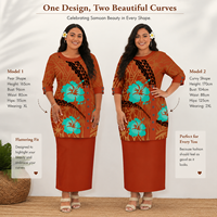 Nouvelle Arrivée - Ensemble Puletasi 2 Pièces Imprimé Personnalisé Style Insulaire pour Femme, Robe Samoane à Manches Mi-longues Col Rond Boutonnée, Grandes Tailles, Vente en Gros