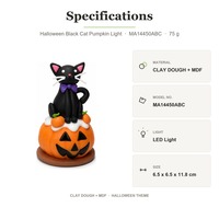 Figurine de chat noir d'Halloween personnalisée avec lumière LED, en pâte à modeler, mignonne et effrayante, décoration de table