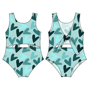 Wholesale Western Print <strong>Girl</strong> Swimsuit Double Layer Baby One Pieces Swim Wear Custom Pattern Kids <strong>Bathing</strong> <strong>Suit</strong> - Product Image 6