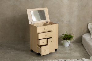 Gabinete de almacenamiento de madera de diseño moderno Espejos Suministro directo de fábrica Excelente venta al por mayor Nuevos cajones móviles Baño de maquillaje - Product Image 5