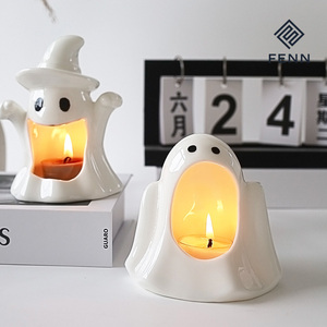 FENN Porte-bougie chauffe-plat en céramique fantôme mignon personnalisé pour Halloween, décoration de table pour hôtels et cafés, vente en gros, cadeau de fête - Product Image 4