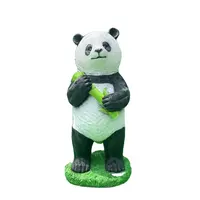 Sert ve korozyona dayanıklı fiberglas reçine açık yaşam boyutu Pop sanat fiberglas soyut bahçe Panda heykel