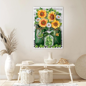 Venta al por mayor <span class=keywords><strong>de</strong></span> diamante pintura girasol florero taladro completo DIY diamante arte pintura Kits para adultos - Product Image 2