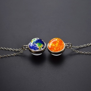 Système solaire planète argenté 20MM boule <span class=keywords><strong>de</strong></span> verre pendentif bijoux <span class=keywords><strong>lune</strong></span> terre Jupiter mercure <span class=keywords><strong>Neptune</strong></span> voie lactée hommes femmes collier - Product Image 3