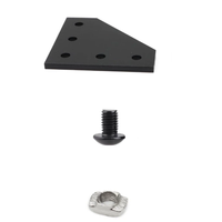 Support d'angle en aluminium extrudé 2020, quincaillerie extrudée, plaque de jonction en forme de L, fente en T de 20 mm, connecteur noir, accessoires
