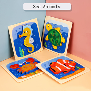 <strong>Easy</strong> Cartoon 3d <strong>Puzzle</strong> Simple Animal Toddlers Jigsaw Wooden Baby <strong>Puzzles</strong> Montessori Educational Toys - Product Image 5