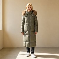 Manteau long matelassé pour femme AQTQ, capuche en fausse fourrure, fermeture éclair intégrale, plusieurs poches, parka oversize pour l'hiver, vêtements d'extérieur pour temps froid