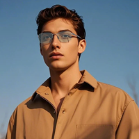 Lunettes de soleil de luxe à double pont en métal pour hommes, style aviateur haut de gamme, de marque de créateur, monture carrée géométrique, qualité supérieure
