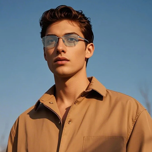 <span class=keywords><strong>Gafas</strong></span> de Sol de Metal de Doble Puente de Lujo para Hombre, <span class=keywords><strong>Gafas</strong></span> de Sol de Piloto de Alta Gama, Diseño Geométrico Cuadrado, Calidad Premium - Product Image 1