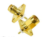 Plaqué or SMA-Femelle 4 trous bride 12.5*12.5 carré RF Coaxial Microstrip connecteurs à souder connecteur accessoires