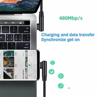 Câble de charge rapide USB Type C vers USB Type C double USB C en nylon tressé en forme de coude 60W/3A