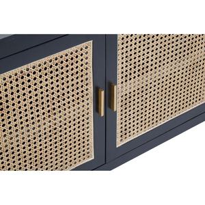 Buffet de luxe 3 portes en frêne noir, meuble en bois créatif avec design en rotin pour chambre et salon, panneau en bois pour hôtels - Product Image 5