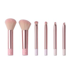 Suministro Exclusivo Transfronterizo: Set de 6 Brochas de Maquillaje Angulares de Mango Largo, Ultra Suaves y Portátiles para Rubor y Sombra de Ojos - Product Image 4
