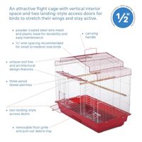 Ensemble complet de cage à oiseaux Red Roof House avec perchoirs métalliques, côtés transparents, mangeoires et plateau coulissant pour petits oiseaux d'intérieur, simple