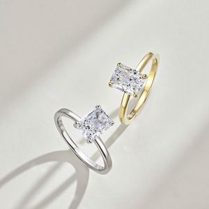 Dylam Luxury Classic 925 Sterling <b>Silver</b> Rhodium 18K Gold Plated <b>Solitaire</b> 8A Crushed Iced Out Cut Wedding Engagement <b>Rings</b> - Product Image 5