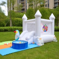 Château gonflable Noco White Jumping House, combo avec petit toboggan pour les fêtes d'enfants, pelouse, plusieurs couleurs