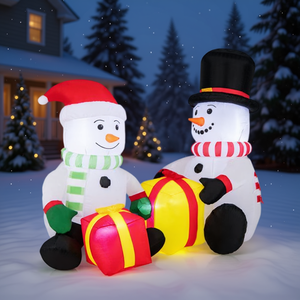 Muñeco de Nieve Navideño Inflable para Decoración de Jardín, 1.5 Metros con Cajas de Regalo, Material de PVC - Product Image 2